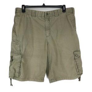 Eddie Bauer Cargo Shorts Men's 38 Olive Green Ripstop 100% Cotton Casual